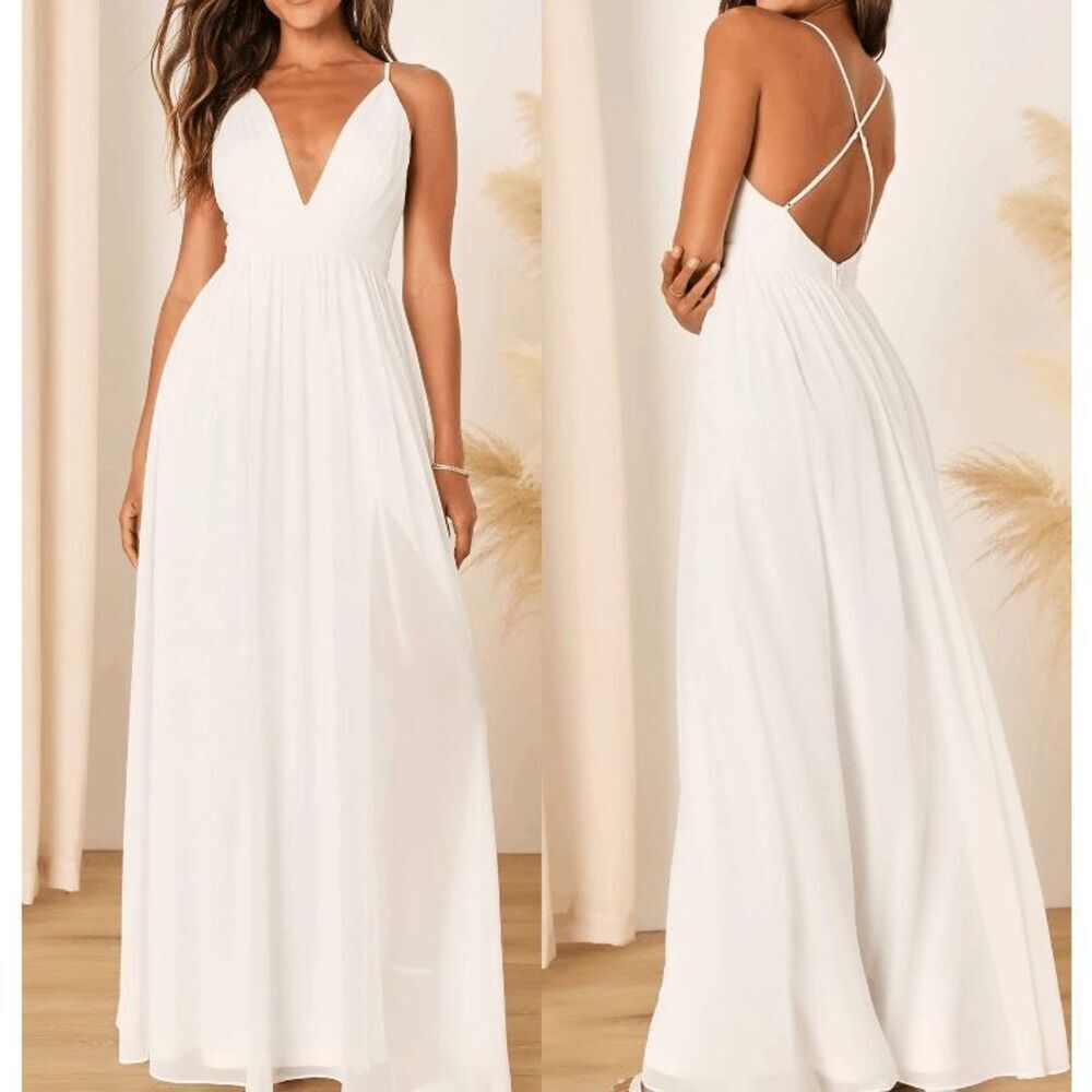 Lulu's Elegant White Maxi Dress